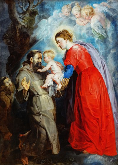 San Francesco riceve il bambino Gesù dalle mani della Vergine da Peter Paul Rubens